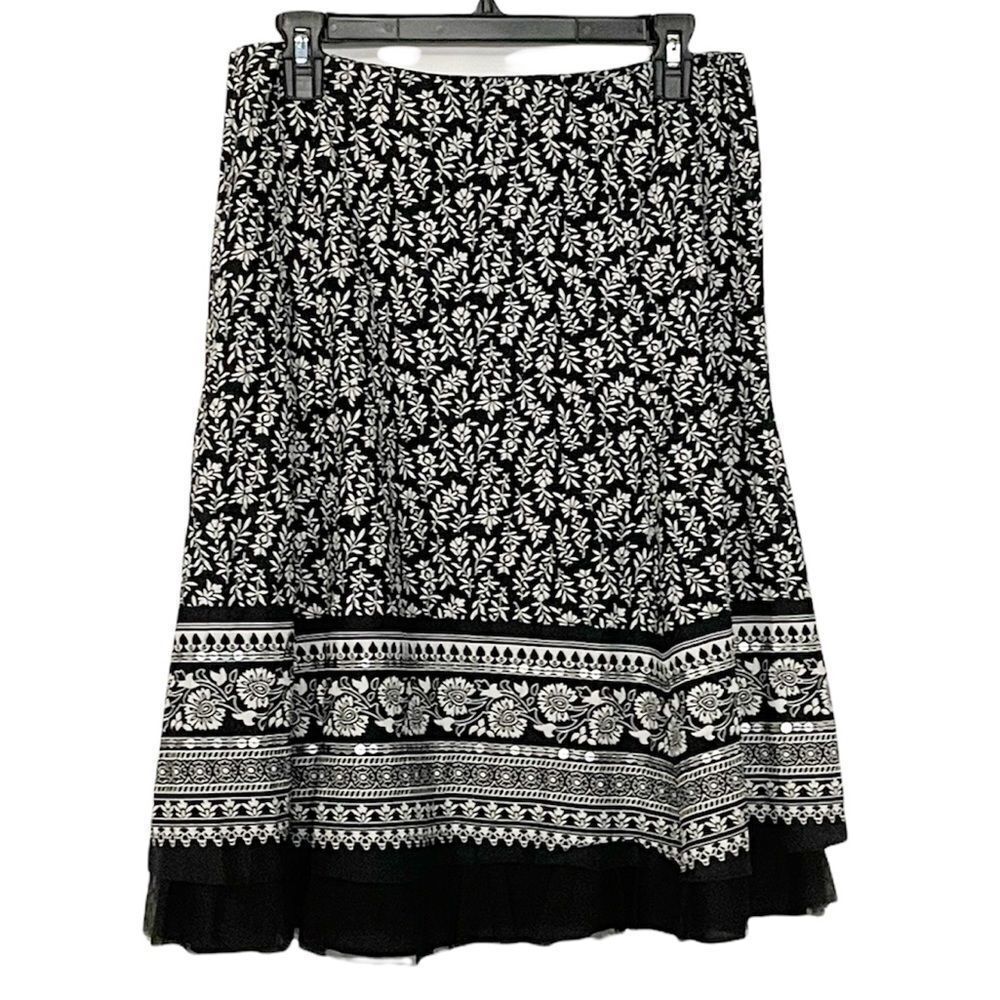 🟢Apt 9 Black & White Floral Skirt Size 10